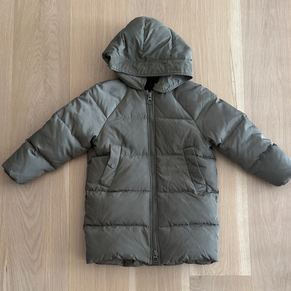 Zara Kids Hooded Puffer Jacket - Dark Gray
